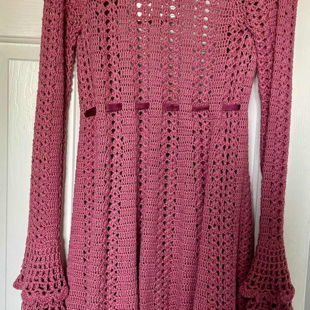 Betsey Johnson Pink A-Line Bell Sleeve Sweater